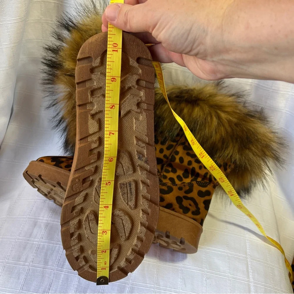 Faux Fur Leopard Print Fashion Winter Boots Women's Size 6 - Picture 11 of 13
